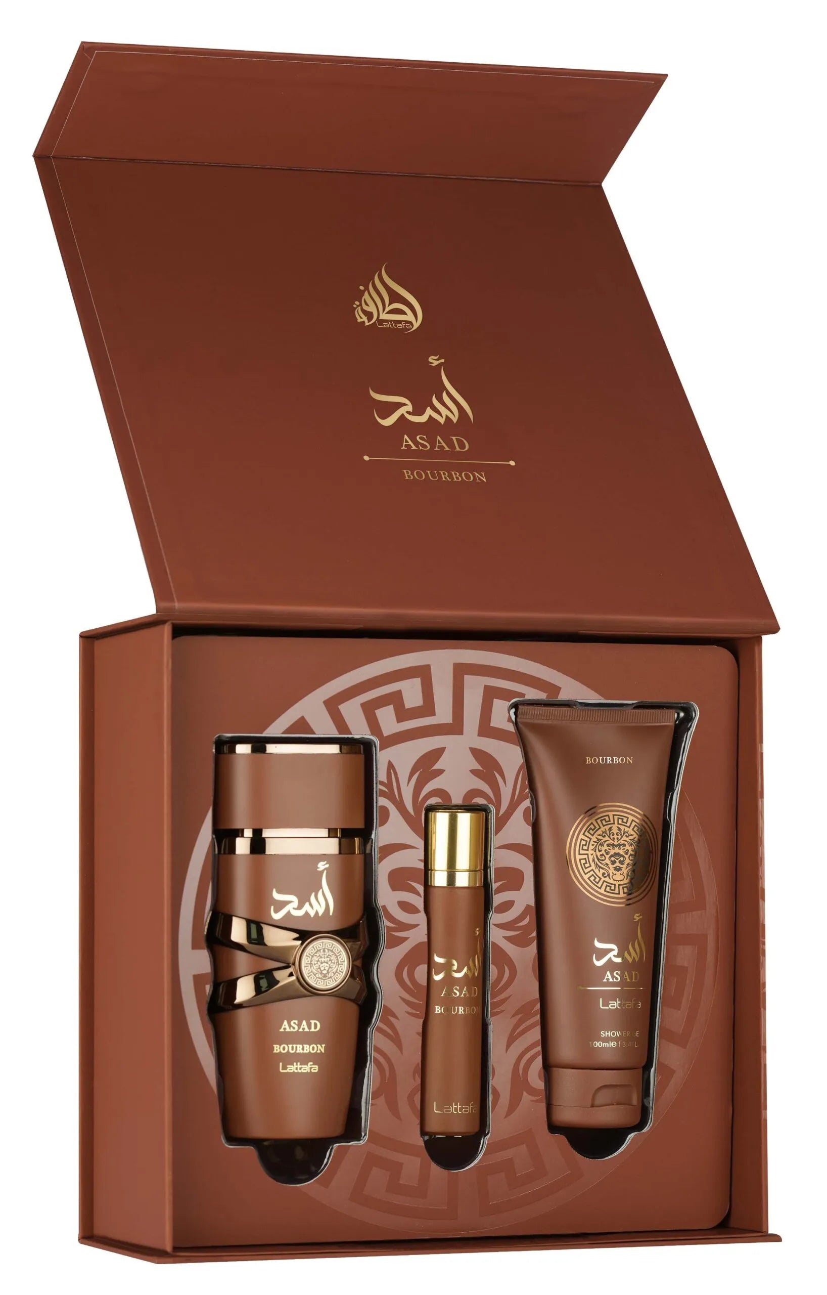 Lattafa Gift Set Asad Bourbon 100Ml  12ml Shower Gel